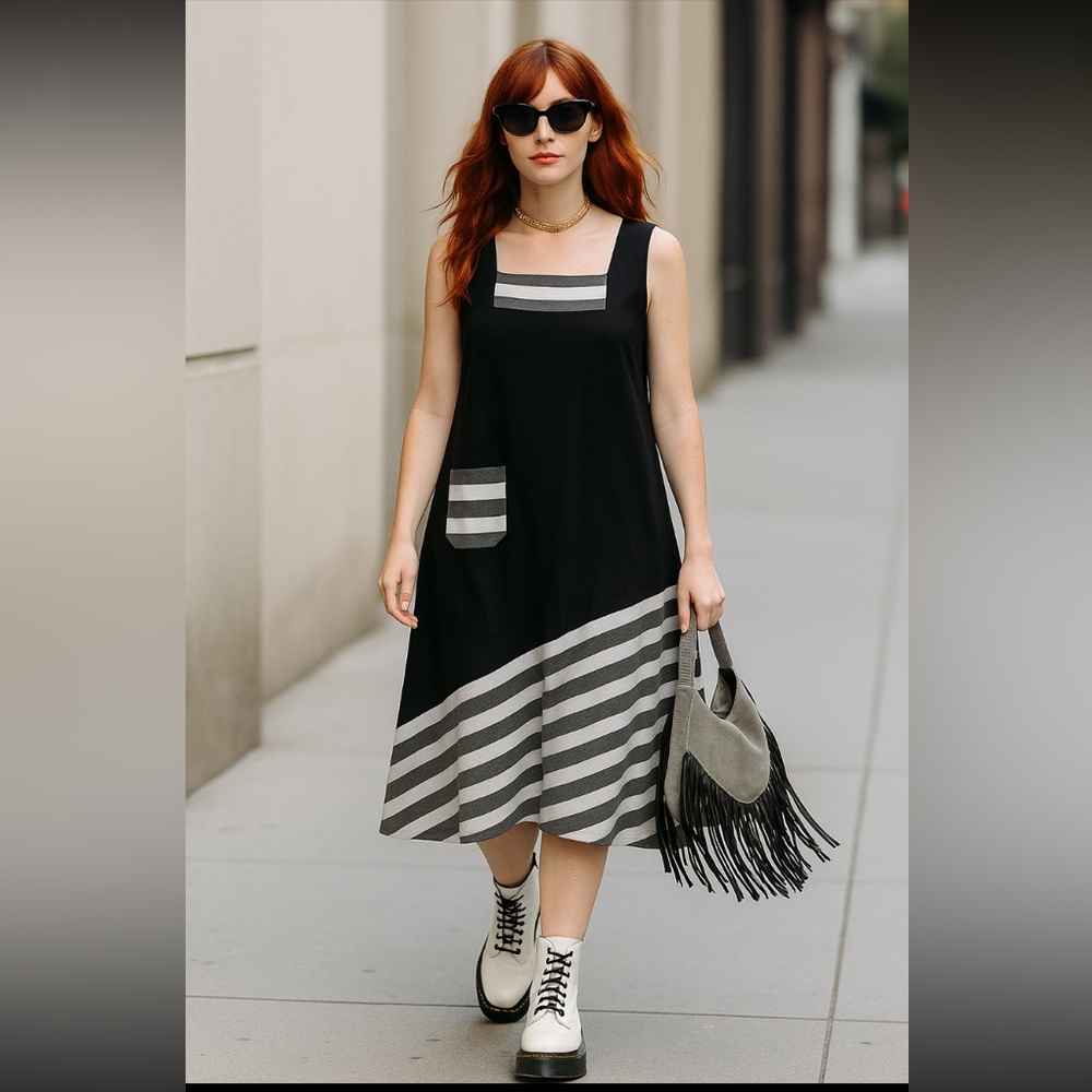 Funsport - Black & White Asymmetrical Dress